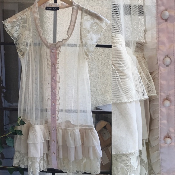 Layers, Paris Dresses & Skirts - LAYERS PARIS sheer button up mini dress